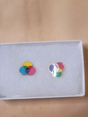 Yellow Owl Workshop Cloisonne Earrings Featuring Rgb And RGB And Cmyk Color